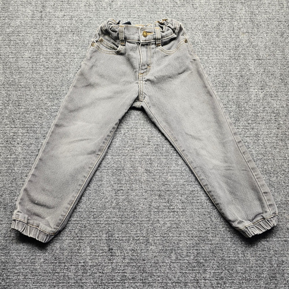 Wrangler Boys Gray Denim Jogger Jeans Elastic Waist Adjusters Size 5T